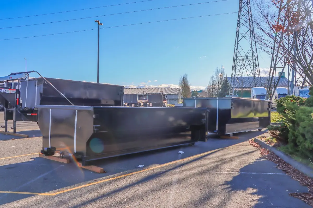 Roll-off dumpster ready for waste disposal at job site for 6 Yard Dumpster Rental in Bagley